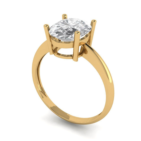 2.5 ct Brilliant Oval Cut Moissanite Stone Yellow Gold Solitaire Ring