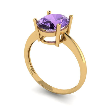 2.5 cttw Simulated Alexandrite Solitaire  Engagement Ring - Solid Gold (Oval Cut,9.5x7.5mm)