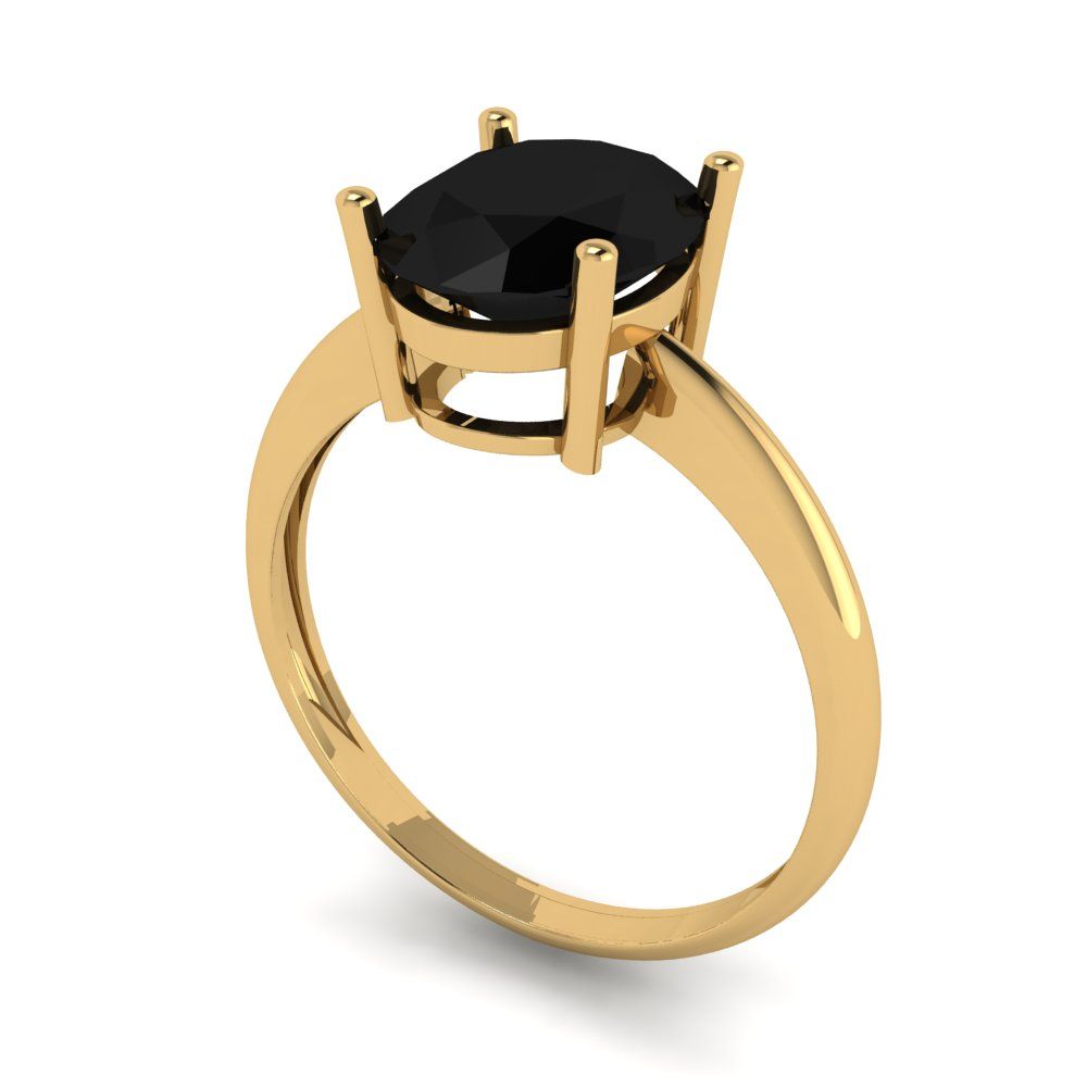 2.5 cttw Natural Onyx Solitaire  Engagement Ring - Solid Gold (Oval Cut,9.5x7.5mm)