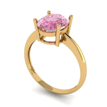 2.5 cttw Zirconia Simulated Pink Diamond Solitaire  Engagement Ring - Solid Gold (VVS1, Oval Cut,9.5x7.5mm)