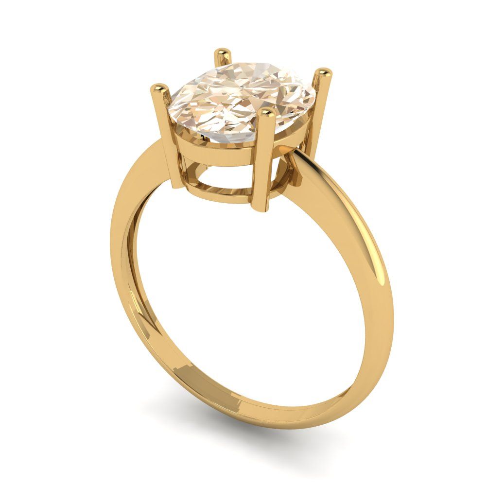 2.5 cttw Natural Morganite Solitaire  Engagement Ring - Solid Gold (Oval Cut,9.5x7.5mm)