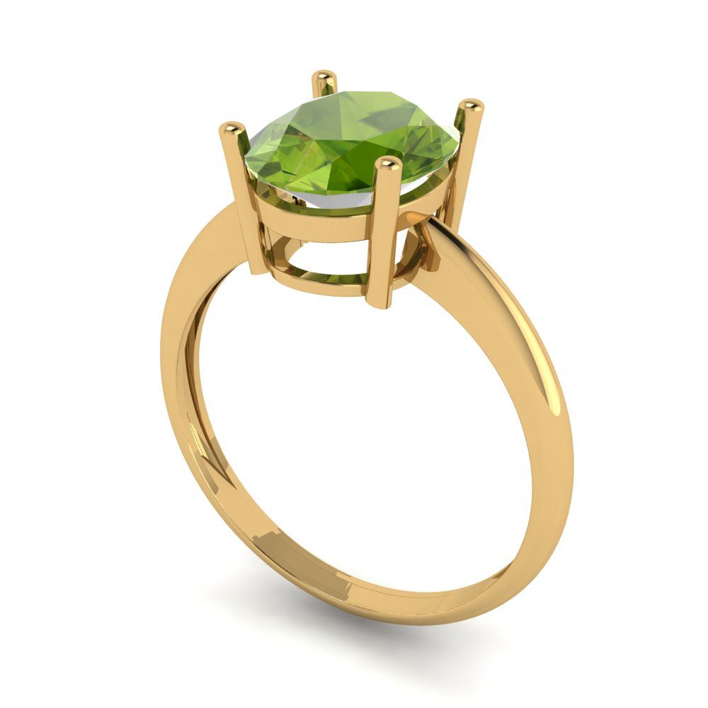2.5 cttw Natural Peridot Solitaire  Engagement Ring - Solid Gold (Oval Cut,9.5x7.5mm)
