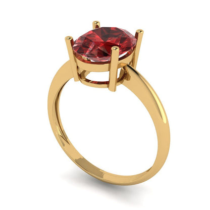 2.5 cttw Natural Garnet Solitaire  Engagement Ring - Solid Gold (Oval Cut,9.5x7.5mm)