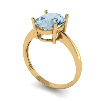 2.5 cttw Natural Swiss Blue Topaz Solitaire  Engagement Ring - Solid Gold (Oval Cut,9.5x7.5mm)