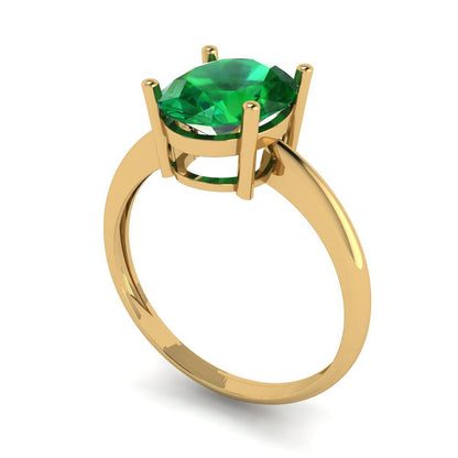2.5 cttw Simulated Emerald Solitaire  Engagement Ring - Solid Gold (Oval Cut,9.5x7.5mm)