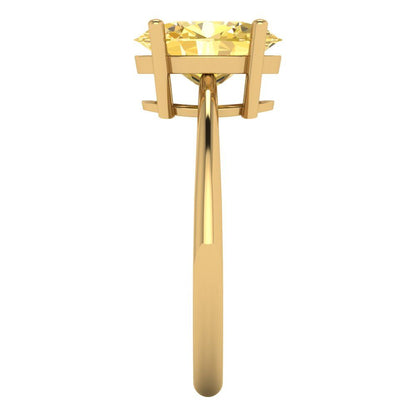 2.5 cttw Zirconia Simulated Yellow Diamond Solitaire  Engagement Ring - Solid Gold (VVS1, Oval Cut,9.5x7.5mm)