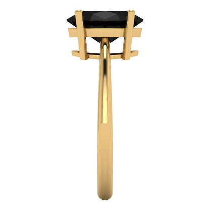 2.5 cttw Natural Onyx Solitaire  Engagement Ring - Solid Gold (Oval Cut,9.5x7.5mm)