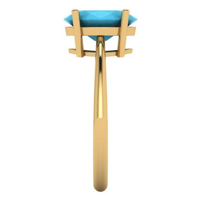 2.5 cttw Simulated Turquoise Solitaire  Engagement Ring - Solid Gold (Oval Cut,9.5x7.5mm)