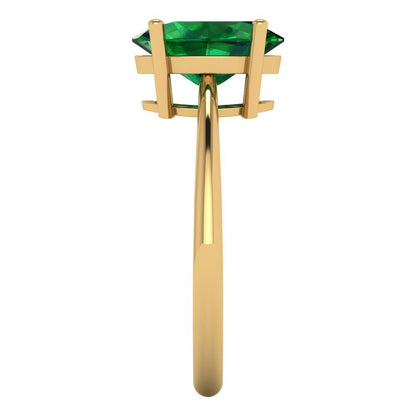 2.5 cttw Simulated Emerald Solitaire  Engagement Ring - Solid Gold (Oval Cut,9.5x7.5mm)