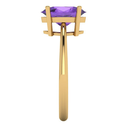 2.5 cttw Natural Amethyst Solitaire  Engagement Ring - Solid Gold (Oval Cut,9.5x7.5mm)