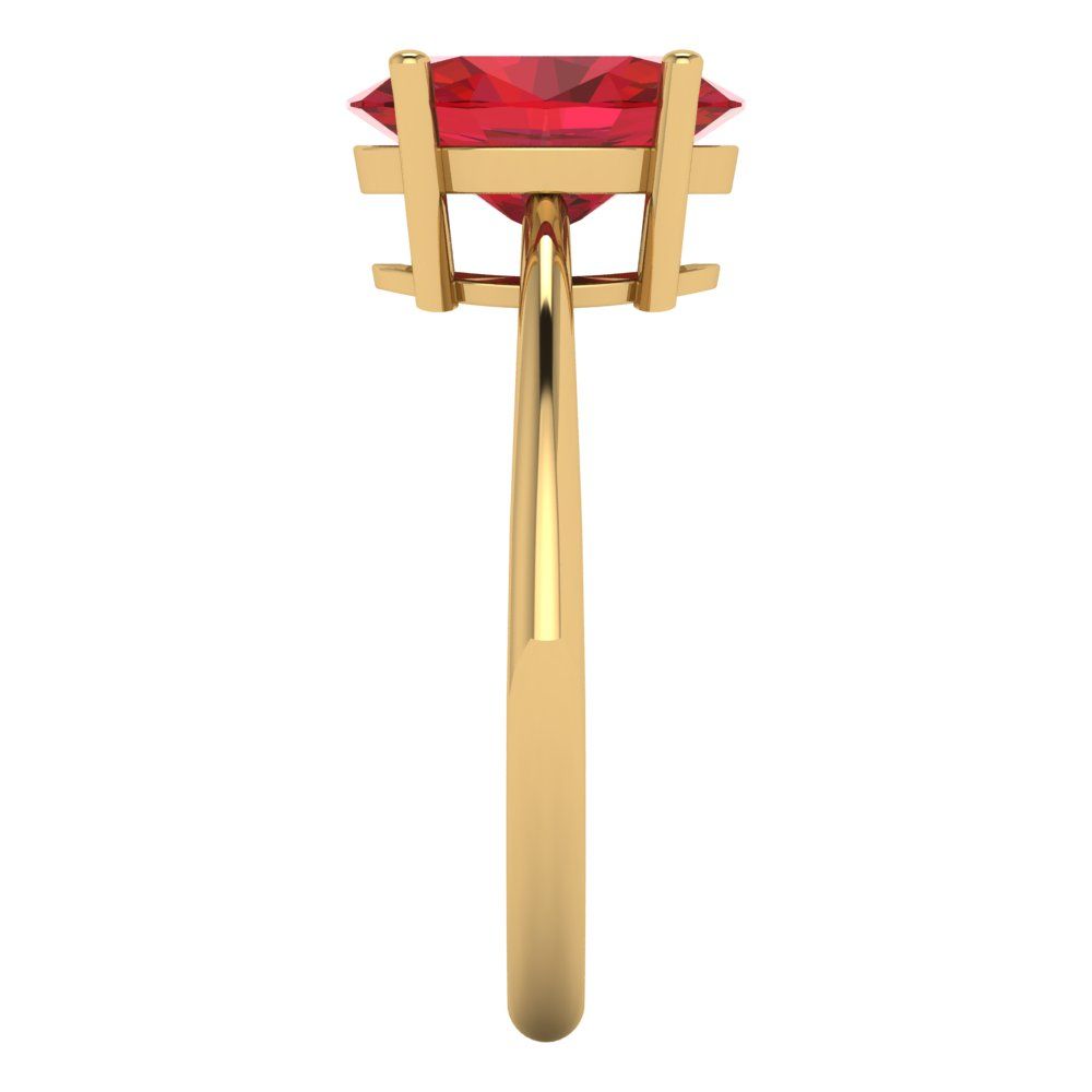 2.5 cttw Simulated Ruby Solitaire  Engagement Ring - Solid Gold (Oval Cut,9.5x7.5mm)