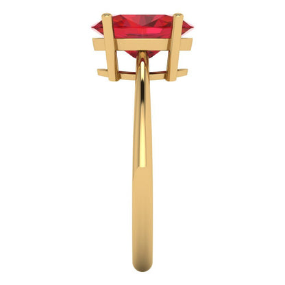 2.5 cttw Simulated Ruby Solitaire  Engagement Ring - Solid Gold (Oval Cut,9.5x7.5mm)