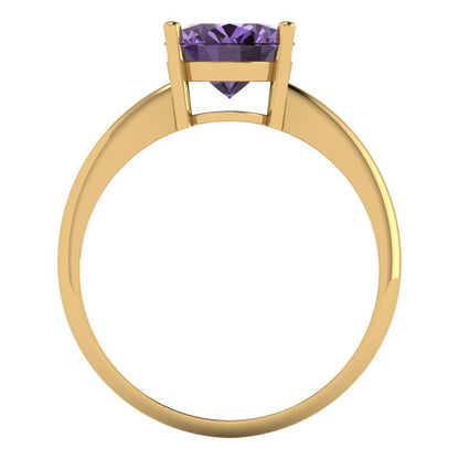 2.5 cttw Simulated Alexandrite Solitaire  Engagement Ring - Solid Gold (Oval Cut,9.5x7.5mm)
