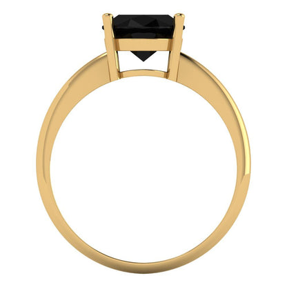 2.5 cttw Natural Onyx Solitaire  Engagement Ring - Solid Gold (Oval Cut,9.5x7.5mm)