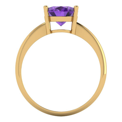 2.5 cttw Natural Amethyst Solitaire  Engagement Ring - Solid Gold (Oval Cut,9.5x7.5mm)