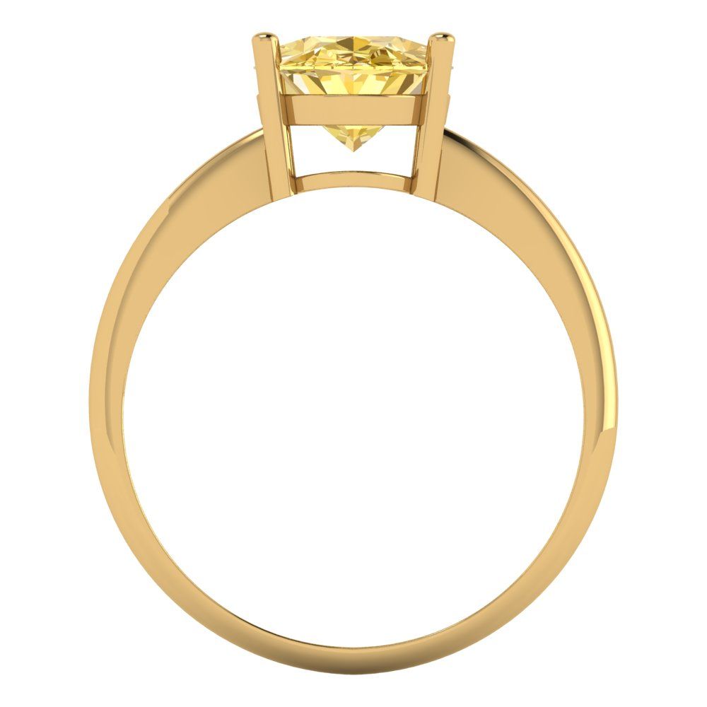 2.5 cttw Zirconia Simulated Yellow Diamond Solitaire  Engagement Ring - Solid Gold (VVS1, Oval Cut,9.5x7.5mm)