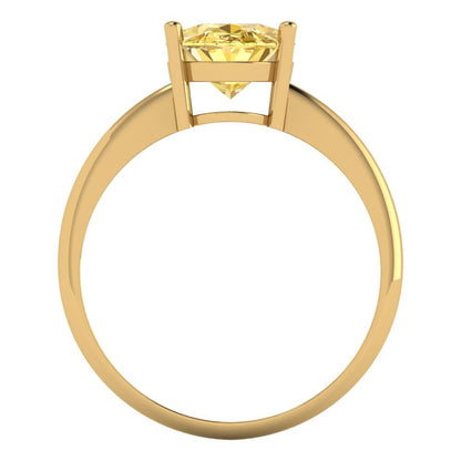 2.5 cttw Zirconia Simulated Yellow Diamond Solitaire  Engagement Ring - Solid Gold (VVS1, Oval Cut,9.5x7.5mm)