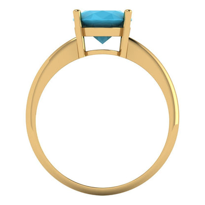 2.5 cttw Simulated Turquoise Solitaire  Engagement Ring - Solid Gold (Oval Cut,9.5x7.5mm)