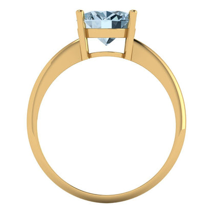 2.5 cttw Natural Aquamarine Solitaire  Engagement Ring - Solid Gold (Oval Cut,9.5x7.5mm)