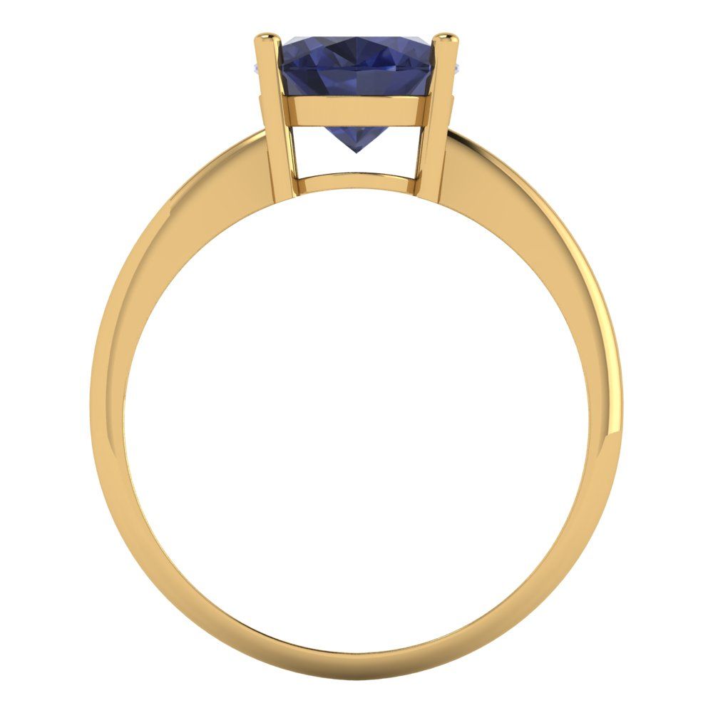 2.5 cttw Simulated Blue Sapphire Solitaire  Engagement Ring - Solid Gold (Oval Cut,9.5x7.5mm)