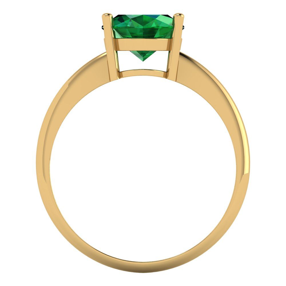 2.5 cttw Simulated Emerald Solitaire  Engagement Ring - Solid Gold (Oval Cut,9.5x7.5mm)