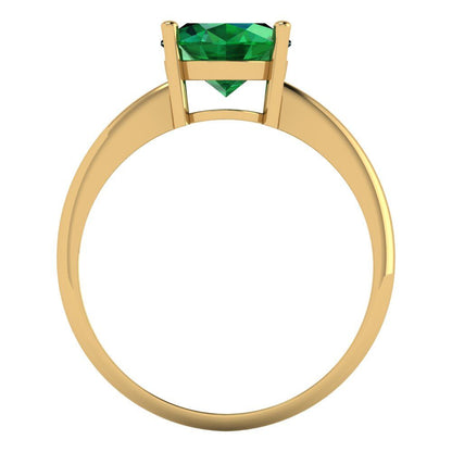 2.5 cttw Simulated Emerald Solitaire  Engagement Ring - Solid Gold (Oval Cut,9.5x7.5mm)