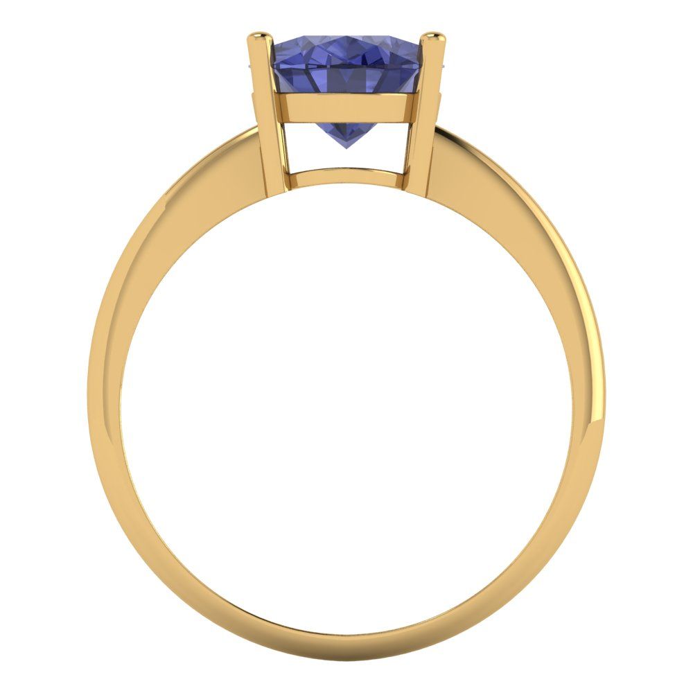 2.5 cttw Simulated Tanzanite Solitaire  Engagement Ring - Solid Gold (Oval Cut,9.5x7.5mm)