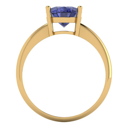 2.5 cttw Simulated Tanzanite Solitaire  Engagement Ring - Solid Gold (Oval Cut,9.5x7.5mm)