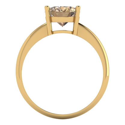 2.5 cttw Yellow Moissanite Solitaire  Engagement Ring - Solid Gold (Oval Cut,9.5x7.5mm)