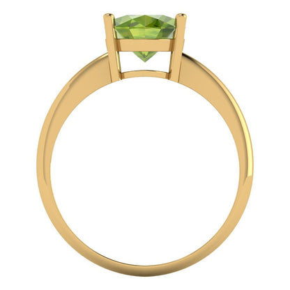 2.5 cttw Natural Peridot Solitaire  Engagement Ring - Solid Gold (Oval Cut,9.5x7.5mm)