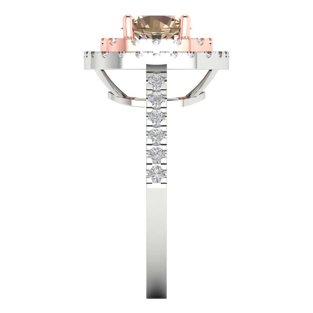 1.615 cttw Yellow Moissanite Solitaire with Zirconia Simulated Diamond Accents Engagement Ring - Solid White/Rose Gold (VVS1, Round Cut,6.5mm)