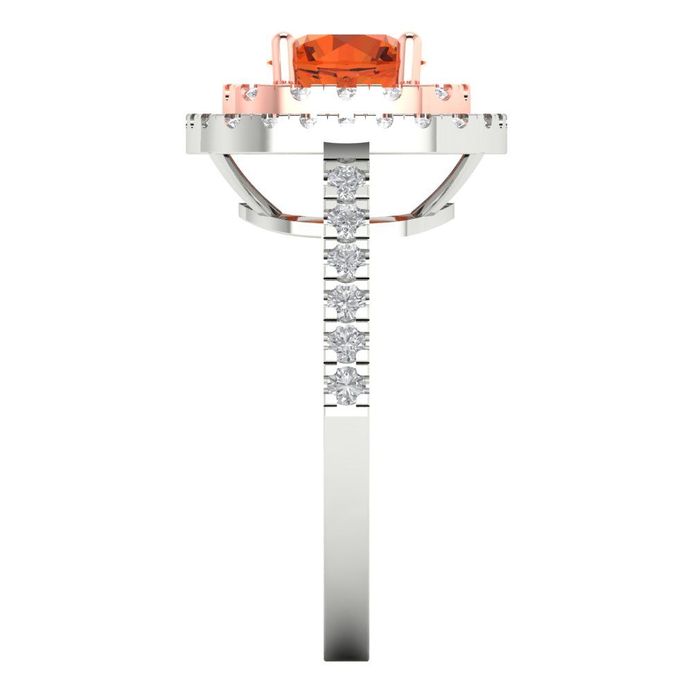 1.615 cttw Zirconia Simulated Red Diamond Solitaire with Zirconia Simulated Diamond Accents Engagement Ring - Solid Gold (VVS1, Round Cut,6.5mm)