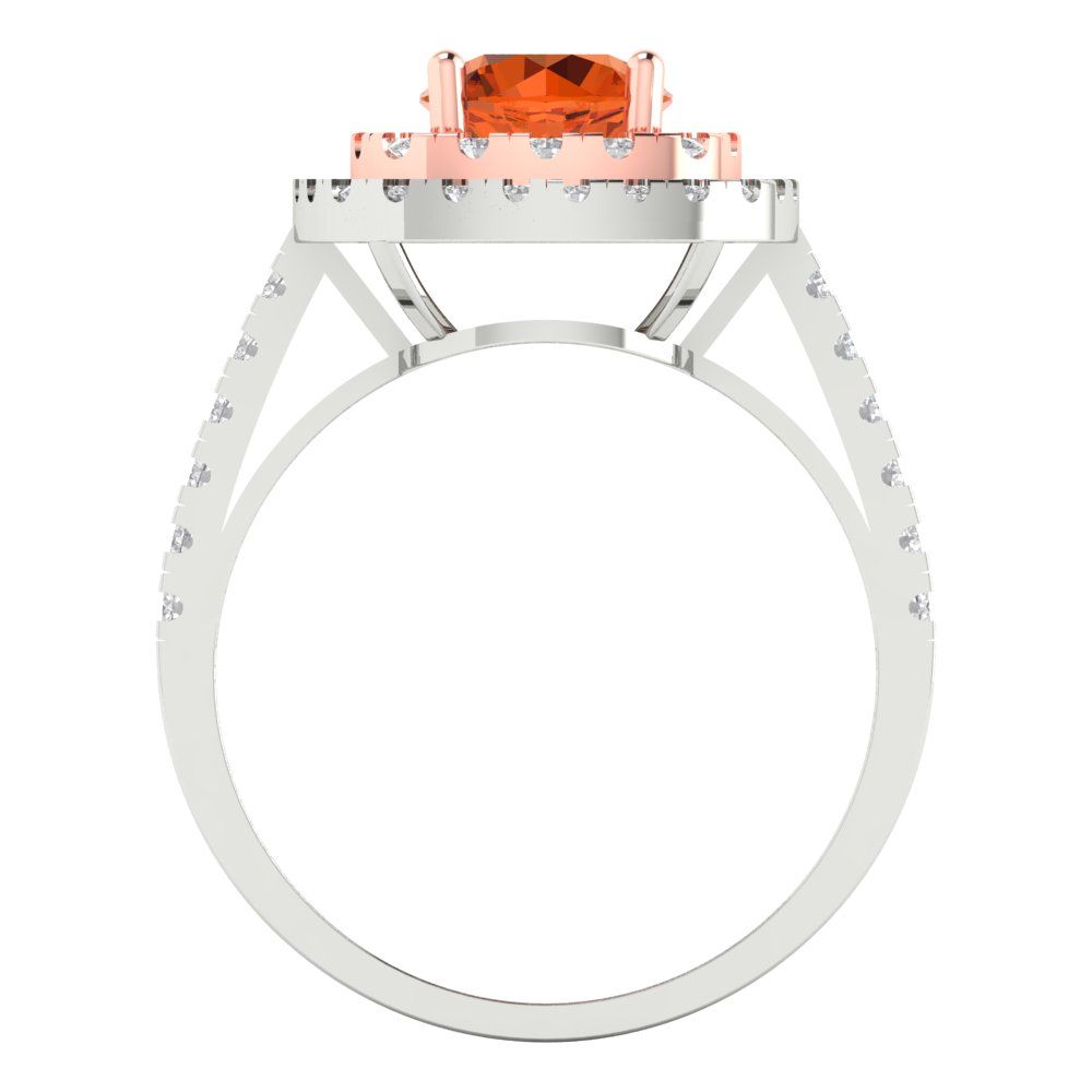 1.615 cttw Simulated Pink Tourmaline Solitaire with Zirconia Simulated Diamond Accents Engagement Ring - Solid White/Rose Gold (VVS1, Round Cut,6.5mm)