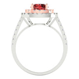 1.75 ct Brilliant Round Cut Natural Garnet Stone White/Rose Gold Halo Solitaire with Accents Ring