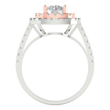 1.75 ct Brilliant Round Cut Natural Diamond Stone Clarity SI1-2 Color G-H White/Rose Gold Halo Solitaire with Accents Ring