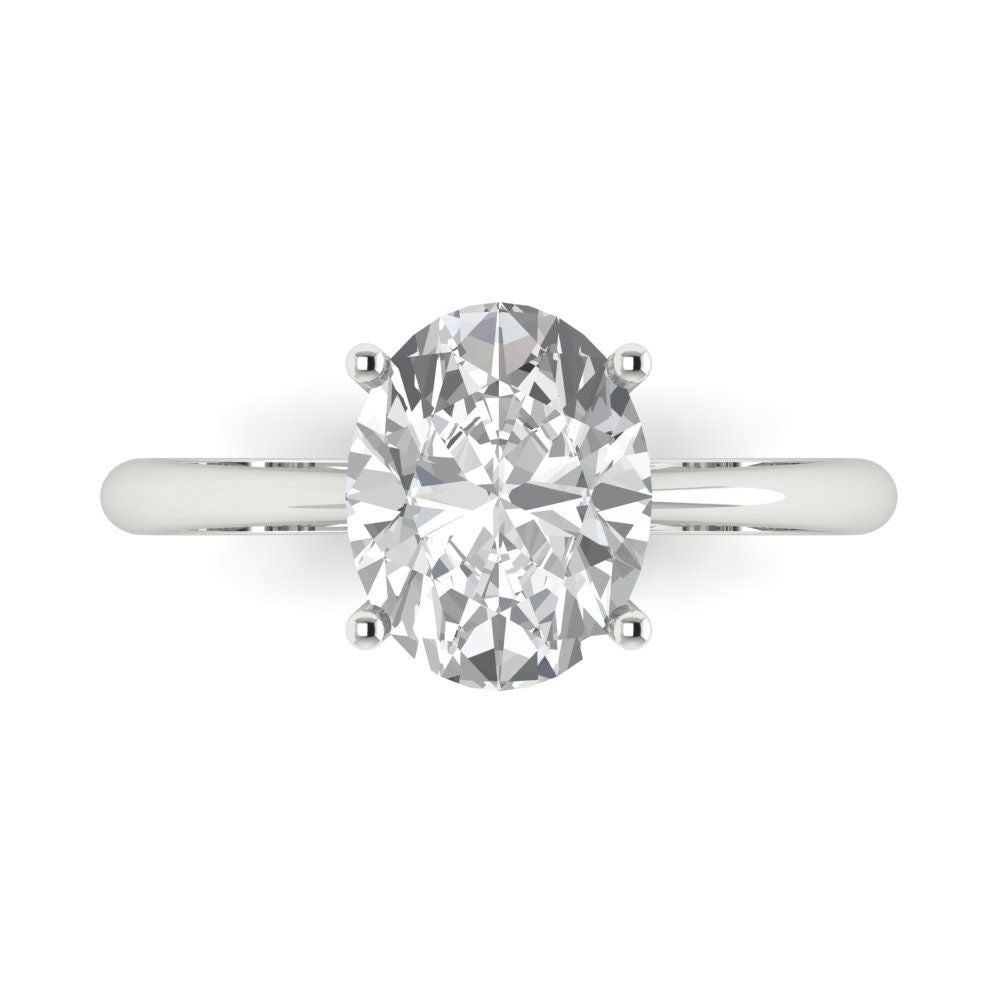 2.5 cttw Zirconia Simulated Diamond Solitaire  Engagement Ring - Solid Gold (VVS1, Oval Cut,9.5x7.5mm)