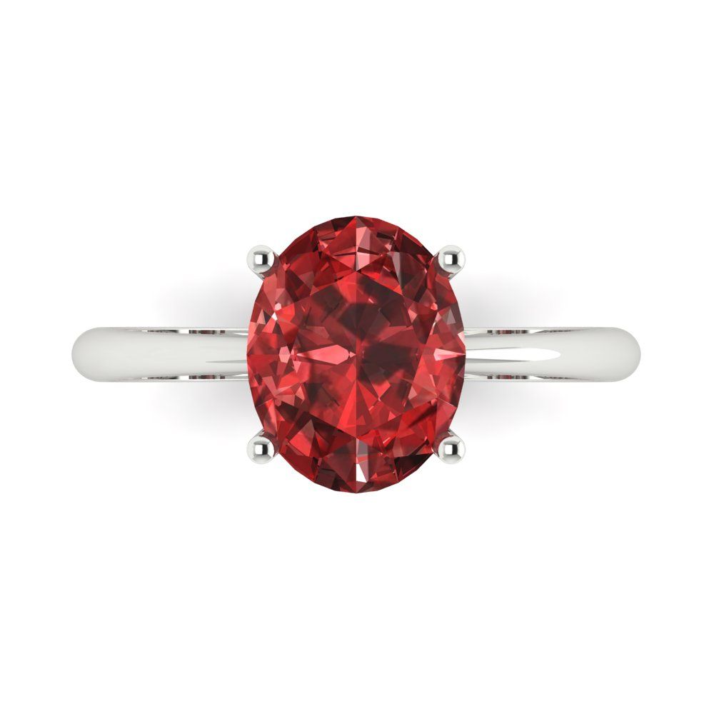 2.5 cttw Natural Garnet Solitaire  Engagement Ring - Solid Gold (Oval Cut,9.5x7.5mm)