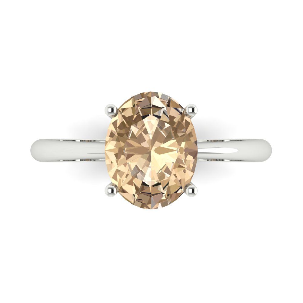 2.5 cttw Yellow Moissanite Solitaire  Engagement Ring - Solid Gold (Oval Cut,9.5x7.5mm)