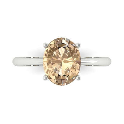 2.5 cttw Yellow Moissanite Solitaire  Engagement Ring - Solid Gold (Oval Cut,9.5x7.5mm)