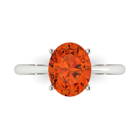 2.5 cttw Zirconia Simulated Red Diamond Solitaire  Engagement Ring - Solid White Gold (VVS1, Oval Cut,9.5x7.5mm)