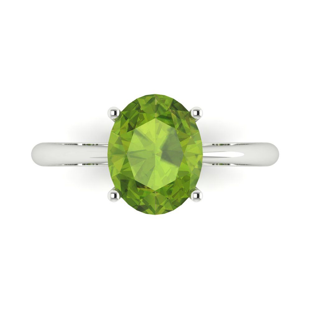 2.5 cttw Natural Peridot Solitaire  Engagement Ring - Solid Gold (Oval Cut,9.5x7.5mm)
