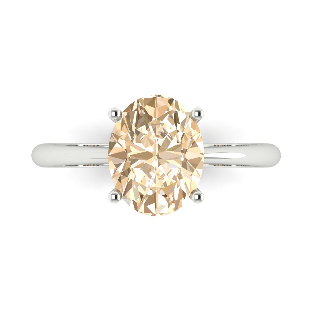 2.5 cttw Natural Morganite Solitaire  Engagement Ring - Solid Gold (Oval Cut,9.5x7.5mm)