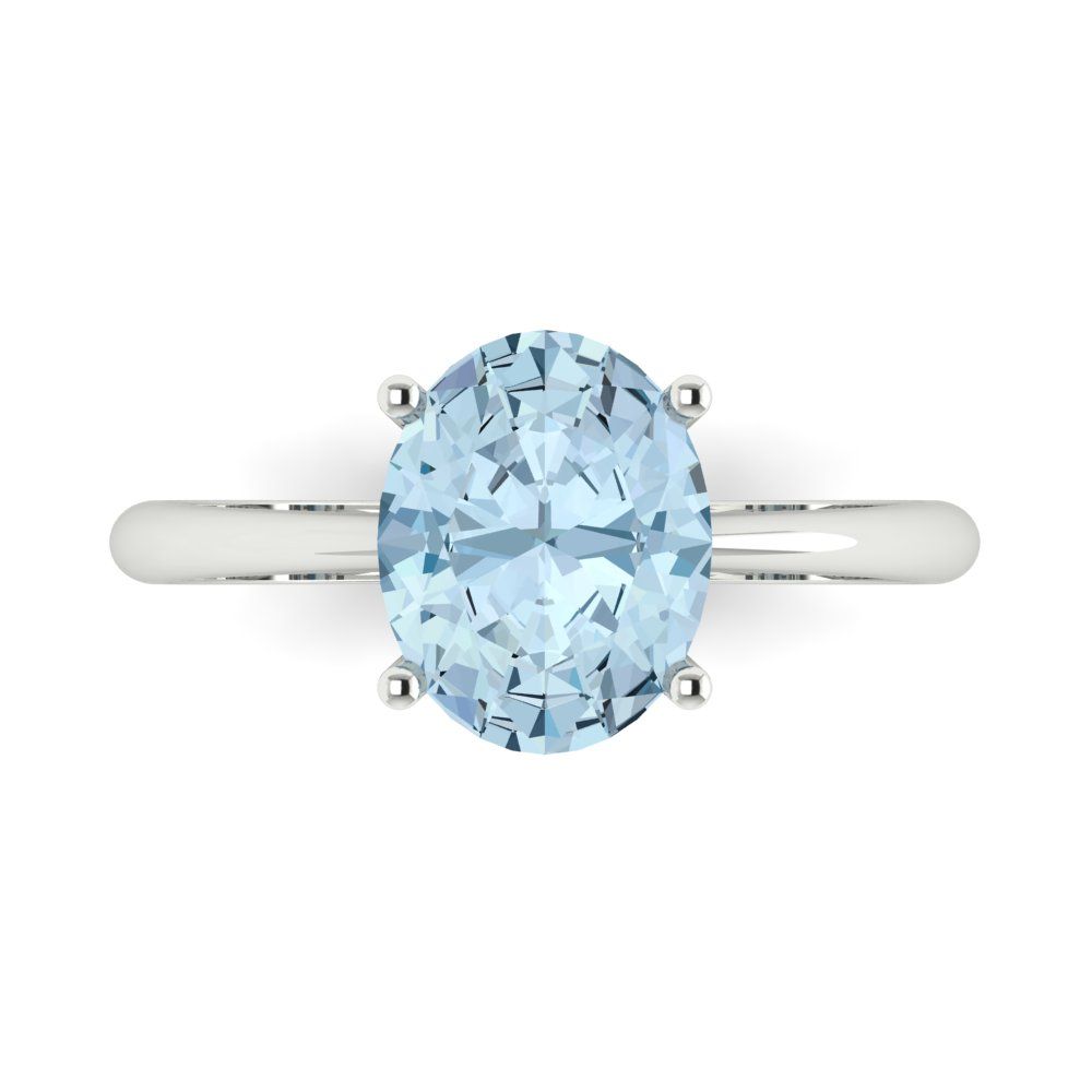 2.5 cttw Zirconia Simulated Blue Diamond Solitaire  Engagement Ring - Solid Gold (VVS1, Oval Cut,9.5x7.5mm)