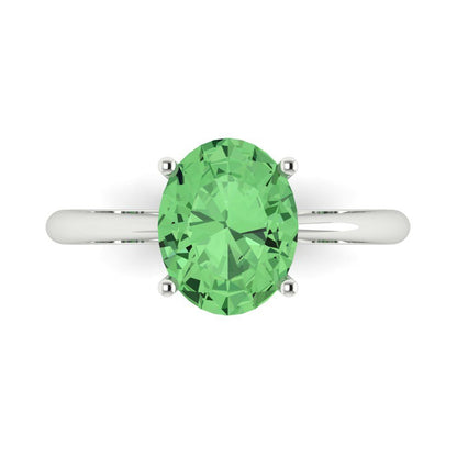 2.5 cttw Zirconia Simulated Green Diamond Solitaire  Engagement Ring - Solid Gold (VVS1, Oval Cut,9.5x7.5mm)
