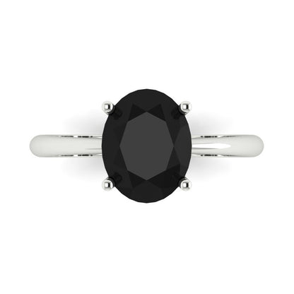 2.5 cttw Natural Onyx Solitaire  Engagement Ring - Solid Gold (Oval Cut,9.5x7.5mm)