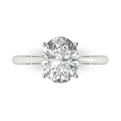 2.5 cttw Certified Moissanite Solitaire  Engagement Ring - Solid Gold (VVS1, D-F,Oval Cut,9.5x7.5mm)
