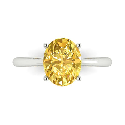 2.5 cttw Natural Citrine Solitaire  Engagement Ring - Solid Gold (Oval Cut,9.5x7.5mm)