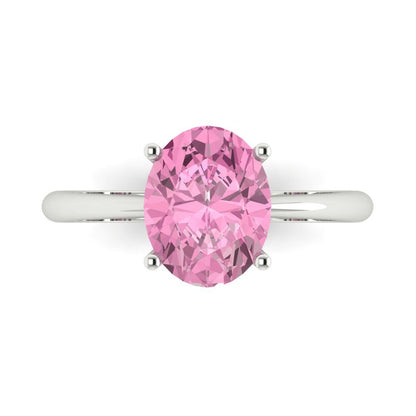 2.5 cttw Zirconia Simulated Pink Diamond Solitaire  Engagement Ring - Solid Gold (VVS1, Oval Cut,9.5x7.5mm)