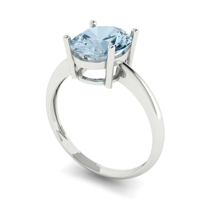 2.5 cttw Zirconia Simulated Blue Diamond Solitaire  Engagement Ring - Solid Gold (VVS1, Oval Cut,9.5x7.5mm)
