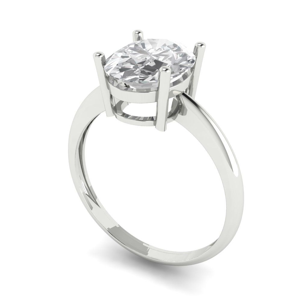 2.5 cttw Zirconia Simulated Diamond Solitaire  Engagement Ring - Solid Gold (VVS1, Oval Cut,9.5x7.5mm)